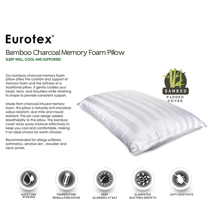 Eurotex Memory Foam Pillow Series (Bamboo Charcoal Classic Pillow)