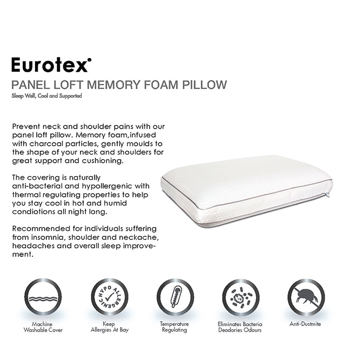 Eurotex Memory Foam Pillow Series (Panel Loft Memory foam pillow)